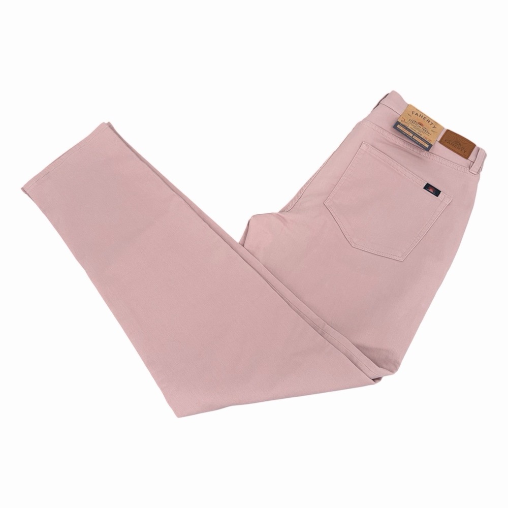 Faherty Stretch Terry Pants Men 35x32 (Fits 34x32) Pink Tapered Fit 5‎ Pocket
